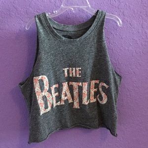 Grey Beatles cropped tank top